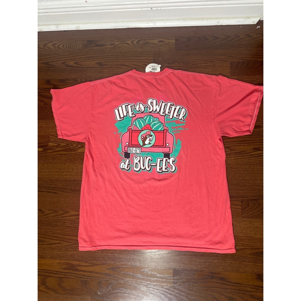 Buc-ee's Life is Sweeter Watermelon Truck Graphic T-Shirt Coral Red XL NWT - Picture 3 of 6